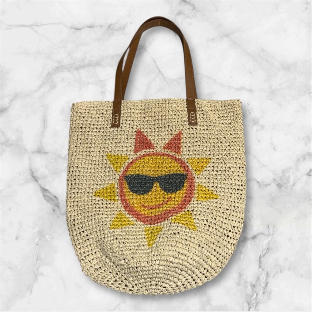 Style & Co Sunshine sun print woven natural tote bag medium